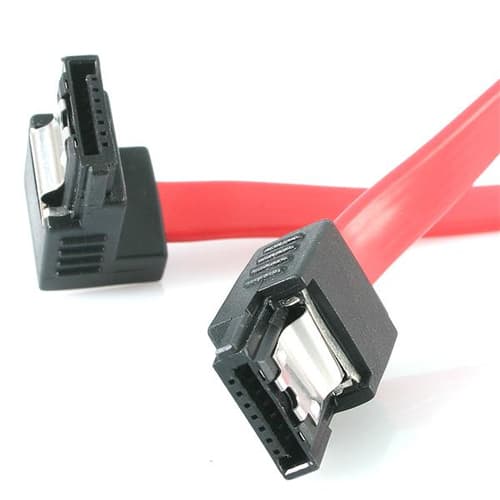 StarTech.com 12in Latching SATA to Right Angle SATA Serial ATA Cable (LSATA12RA1) - SATA cable - Serial ATA 150/300 - SATA (F) to SATA (F) - 30 cm - latched, right-angled connector - red - for P/N: 35S24M2NGFF, CFAST2SAT25, PEXSAT32, ST521PMINT, USB2SATAIDE, USB3SSATAIDE — image 1
