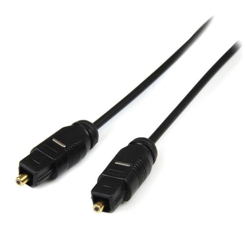 StarTech.com 15 ft Thin Toslink Digital Optical SPDIF Audio Cable - 15ft / 15 Feet Optical Audio Cable (THINTOS15) - Digital audio cable (optical) - SPDIF - TOSLINK male to TOSLINK male - 4.6 m - fibre optic - black - for P/N: FPCEILPTBLP, FPWARTB1M, FPWFXBAT, FPWTLTBAT, HD202A, STNDMTV100, STNDMTV70