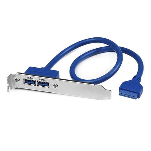 StarTech.com 2 Port USB 3.0 A Female Slot Plate Adapter - USB 3.0 motherboard Adapter - USB 3 plate - USB 3.0 header Adapter (USB3SPLATE) - USB panel - USB Type A (F) to 20 pin IDC (F) - 50 cm - blue - for P/N: PEXUSB312A1C1H, PEXUSB312A2C2V, PEXUSB312EIC