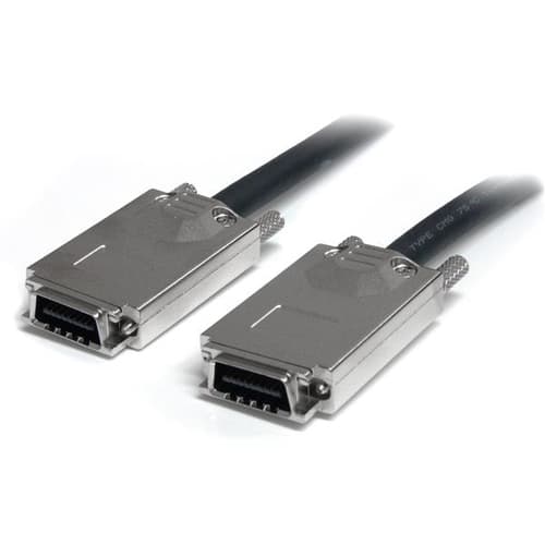 StarTech.com 1m Infiniband External SAS Cable - SFF-8470 to SFF-8470 - Up to 6 Gbps (SAS7070S100) - SAS external cable - SAS 6Gbit/s - 4-Lane - 4 x InfiniBand (P) to 4 x InfiniBand (P) - 1 m - thumbscrews - black