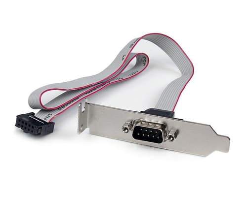 StarTech.com 1 Port 16in DB9 Serial Port BRacket to 10 Pin Header - Low Profile - low profile DB9 Header - DB9 bRacket (PLATE9M16LP) - Serial panel - DB-9 (M) to 10 PIN IDC (F) - 40.6 cm - grey — view 1