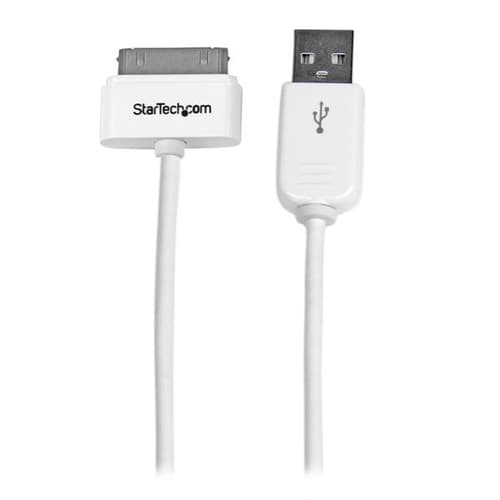StarTech.com Apple 30-pin Dock Connector to USB Cable iPhone iPod iPad - Charging / data adapter - Apple Dock male to USB male - 1 m - white - for P/N: ST73007UA — view 1