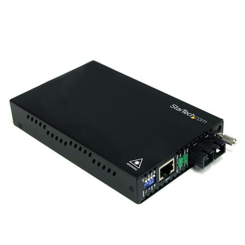 StarTech.com 10/100 Mbps Single Mode Fiber Media Converter SC - 18.6 miles/30km over Single Mode SC Fiber (ET90110SM302) - Fibre media converter - 100Mb LAN - 100Base-FX - RJ-45 / SC single-mode - up to 30 km - 1310 nm - for P/N: ETCHS2U, SVA12M2NEUA, SVA12M5NA