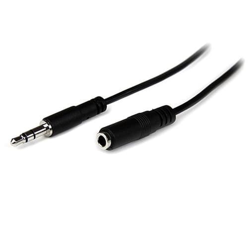 StarTech.com 1m Slim 3.5mm Stereo Extension Audio Cable - M/F - Mini stereo Extension - 3.5mm Extension - heaDPhone Ext cord (MU1MMFS) - Audio extension cable - mini-phone stereo 3.5 mm male to mini-phone stereo 3.5 mm female - 1 m - black - for P/N: MU15MMS, MU6MMS, SV211DPUA, SV211DPUA4K, SV211HDUA4K