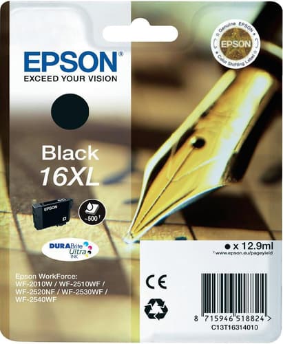 Epson 16XL - 12.9 ml - XL - black - original - ink cartridge - for WorkForce WF-2010, 2510, 2520, 2530, 2540, 2630, 2650, 2660, 2750, 2760