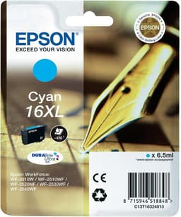 Epson 16XL - 6.5 ml - XL - cyan - original - ink cartridge - for WorkForce WF-2010, 2510, 2520, 2530, 2540, 2630, 2650, 2660, 2750, 2760