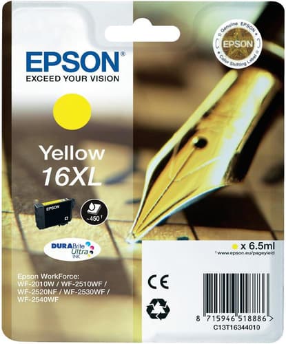 Epson 16XL - 6.5 ml - XL - yellow - original - ink cartridge - for WorkForce WF-2010, 2510, 2520, 2530, 2540, 2630, 2650, 2660, 2750, 2760
