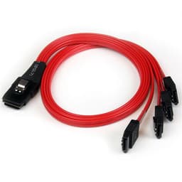 StarTech.com 50cm SFF-8087 to 4x SATA - Internal Mini SAS to SATA Reverse Cable - internal Mini SAS to SATA (SAS8087S4R50) - SATA / SAS cable - Serial ATA 150/300/600 - 4-Lane - SATA (R) to 36 pin 4i Mini MultiLane (P) - 50 cm - latched - red