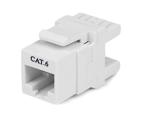 StarTech.com 180 Degree Cat 6 Keystone Jack - RJ45 Ethernet Cat6 Wall Jack White - 110 Type - Keystone Jack 180 Degree 110 UTP (C6KEY110SWH) - Keystone jack - CAT 6 - RJ-45 - white - for P/N: WIRC6CMPBLU — image 1