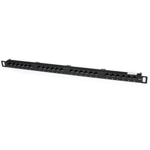 StarTech.com 24 Port 0.5U Cat5e Patch Panel - RJ45 Ethernet Rack Mount Cat 5e 110 Patch Panel - Rackmount Network Patch Panel (PANELHU24) - Patch panel - CAT 5e - 24 ports - for P/N: RACK-18U-20-WALL-OA, RACK-21U-20-WALL-OA, RACK-24U-20-WALL-OA, RK3236BKF, WALLMOUNT4