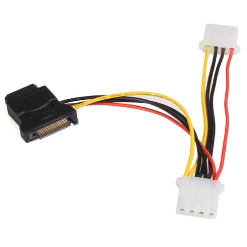 StarTech.com SATA to LP4 Power Cable Adapter with 2 Additional LP4 - Power adapter - 4 pin internal power (F) to SATA power (M) - 5.9 in - black - LP4SATAFM2L - Power adapter - 4 PIN internal power (F) to SATA power (M) - 15 cm - black - for P/N: S25SLOTR, SATSASBP425