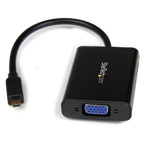 StarTech.com Micro HDMI to VGA Adapter Converter w/ Audio for Smartphones / Ultrabooks / Tablets 1920x1080 - Micro HDMI Male to VGA Female (MCHD2VGAA2) - Video converter - HDMI - VGA - black