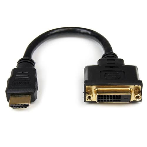 StarTech.com HDMI Male to DVI Female Adapter - 8in - 1080p DVI-D Gender Changer Cable (HDDVIMF8IN) - Adapter - HDMI male to DVI-D female - 20.32 cm - shielded - black - for P/N: BNDDKT30CAHV, CDP2DVIMM2MB, DKT30CSDHPD, DKT30CSDHPD3, DP2DVI2MM3, DP2DVIMM6X10
