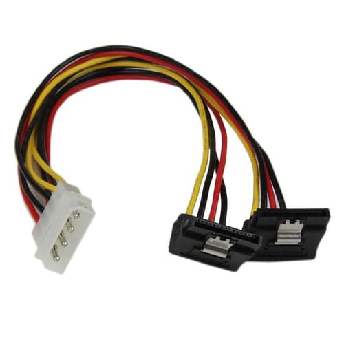 StarTech.com 12in LP4 to 2x Right Angle Latching SATA Power Y Cable Splitter - 4 Pin LP4 to Dual 90 Degree Latching SATA Y Splitter - Power adapter - 4 PIN internal power (M) to SATA power (F) - 30 cm - latched, right-angled connector - for P/N: HSB13SATSASB, HSB1SATSASBA, HSB1SATSASVA, HSB43SATSASB, HSB4SATSASBA, S32M2NGFFPEX