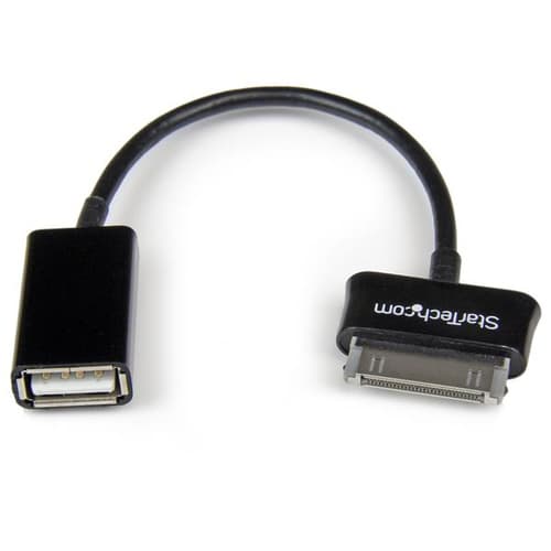 StarTech.com USB OTG Adapter Cable for Samsung Galaxy Tab - USB cable - USB female to Samsung 30-pin Dock Connector male - 15.24 cm - shielded - black - for Samsung Galaxy Tab, Tab 10, Tab 2, Tab 7.0, Tab 7.7, Tab 8.9, Tab WiFi — view 1
