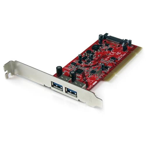 StarTech.com 2 Port PCI SuperSpeed USB 3.0 Adapter Card with SATA Power - Dual Port PCI USB 3 Controller Card (PCIUSB3S22) - USB adapter - PCI-X low profile - USB 3.0 x 2 - red - for P/N: S3510BMU33, S3510SMU33, ST7300USB3B, UNI251BMU33