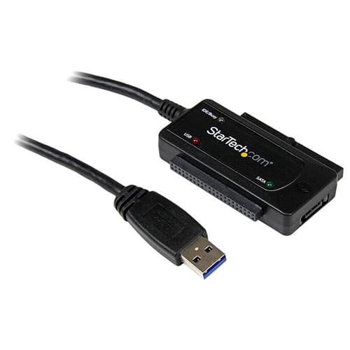 StarTech.com USB 3.0 to SATA IDE Adapter - 2.5in / 3.5in - External Hard Drive to USB Converter - Hard Drive Transfer Cable (USB3SSATAIDE) - Storage controller - ATA / SATA - USB 3.0 - black - for P/N: PEXUSB3S42V, PEXUSB3S44V