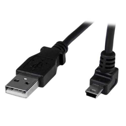 StarTech.com 1m Mini USB Cable Cord - A to Up Angle Mini B - Up Angled Mini USB Cable - 1x USB A (M), 1x USB Mini B (M) - Black (USBAMB1MU) - USB cable - USB (M) to mini-USB Type B (M) - 1 m - 90� connector - black