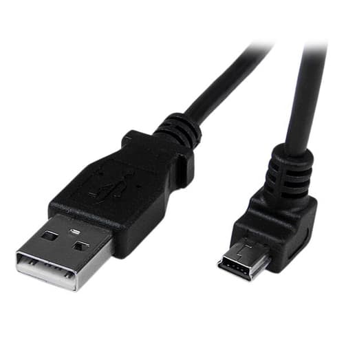 StarTech.com Down Angle Mini USB Cable - 2m - Black - USB A to Mini USB B - USB to Mini USB Cable - Mini USB Charger - USB A to Mini B (USBAMB2MD) - USB cable - USB (M) to mini-USB Type B (M) - USB 2.0 - 2 m - 90� connector, molded - black
