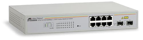 Allied Telesis AT GS950/8 WebSmart Switch - Switch - Managed - 8 x 10/100/1000 + 2 x shared SFP - desktop — view 1