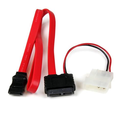 StarTech.com 20in Slimline SATA to SATA with LP4 Power Cable Adapter - slim SATA Adapter - slimline Adapter - slim SATA to SATA (SLSATAF20) - SATA cable - Serial ATA 150/300/600 - Slimline SATA (F) to SATA, 4 pin internal power (12V) - 50.8 cm - red
