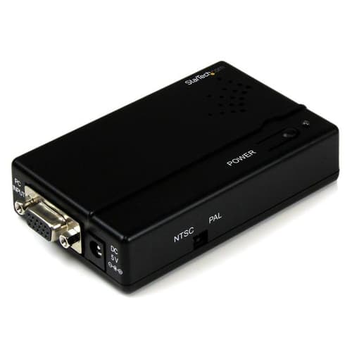 StarTech.com High Resolution VGA to Composite (RCA) or S-Video Converter - PC to TV Video Adapter - 1600x1200 RGB to TV (VGA2VID) - Video converter - VGA - composite video, S-video - black