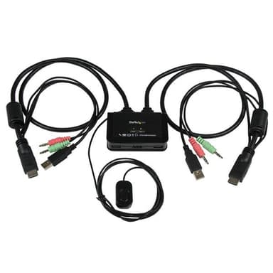StarTech.com 2 Port USB HDMI Cable KVM Switch with Audio and Remote Switch - USB Powered KVM with HDMI - Dual Port HDMI KVM Switch (SV211HDUA) - KVM / audio switch - 2 x KVM / audio - 1 local user - desktop