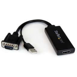 StarTech.com VGA to HDMI Adapter with USB Audio & Power - Portable VGA to HDMI Converter - 1080p - Adapter cable - HD-15 (VGA), USB Type B male to HDMI female - 26 cm - black - USB power, 1080p support, active