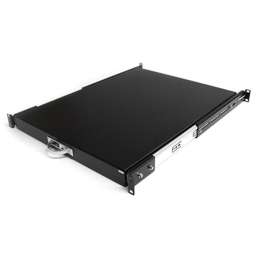 StarTech.com 1U Sliding Server Rack Mount Keyboard Shelf Tray - 55lbs - 22" Deep Steel Pull Out Drawer for 19" AV, Network Equipment Rack (SLIDESHELFD) - Rack keyboard shelf - black - for P/N: RK1536BKF, RK1836BKF, RK2537BKM, RK3236BKF, RK4236BKB, RK4242BK24, RK4242BK30