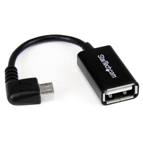 StarTech.com 5in Right Angle Micro USB to USB OTG Host Adapter M/F - Angled Micro USB Male to USB A Female On-The-Go Host Cable Adapter (UUSBOTGRA) - USB adapter - USB (F) to Micro-USB Type B (M) - USB 2.0 OTG - 12.7 cm - right-angled connector - black