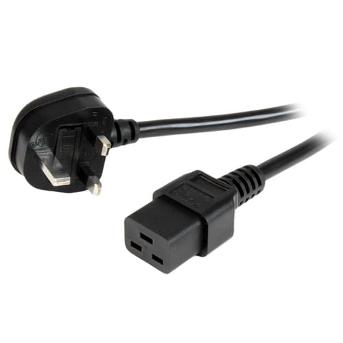 StarTech.com 6ft (2m) UK Computer Power Cable, 16AWG, BS 1363 to C19 Power Cord, 13A 250V, Black Replacement AC Power Cord, TV/Monitor Power Cable, BS 1363 to IEC 60320 C19 - For PC & Network Equipment - Power cable - IEC 60320 C19 to BS 1363 (M) - 2 m - black