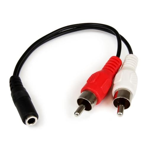 StarTech.com 6in RCA to 3.5mm Female Cable - Audio to RCA Cable - 3.5mm Female to 2x RCA Male - Aux to RCA - Stereo Audio Cable (MUFMRCA) - Audio cable - RCA x 2 male to mini-phone stereo 3.5 mm female - 15.24 cm - black - for P/N: MU15MMS, MU6MMS