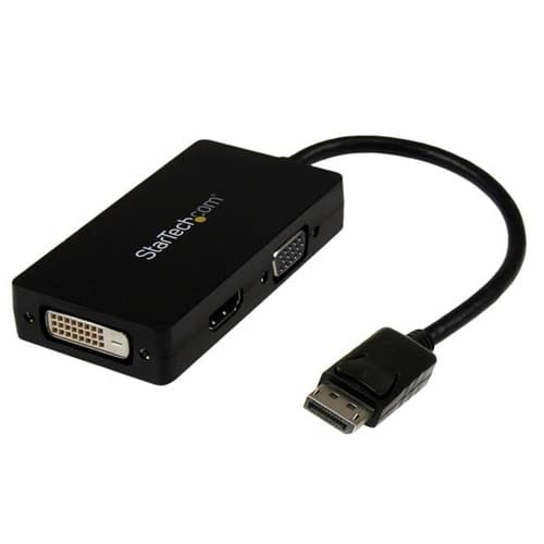 StarTech.com 3 in 1 DisplayPort Multi Video Adapter Converter - 1080p DP Laptop to HDMI VGA or DVI Monitor or Projector Display (DP2VGDVHD) - Adapter - DisplayPort male to HD-15 (VGA), DVI-D, HDMI female - 26.6 m - black - active, 1920 x 1200 (WUXGA) support