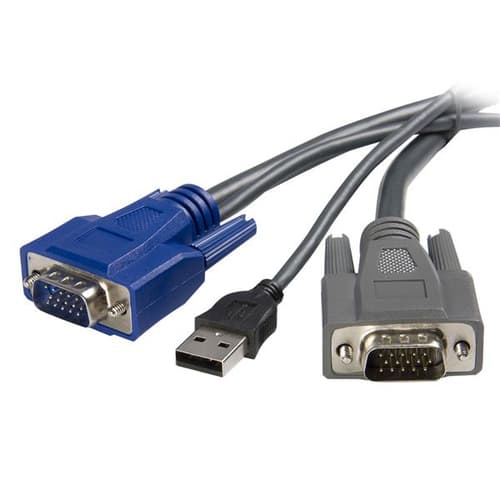 StarTech.com 6 ft Ultra-Thin USB VGA 2-in-1 KVM Cable (SVUSBVGA6) - Keyboard / video / mouse (KVM) cable - USB, HD-15 (VGA) (M) to HD-15 (VGA) (M) - 1.8 m - black - for P/N: SV1631DUSBU, SV1631DUSBUK, SV431DUSBU, SV831DUSBAU, SV831DUSBU, SV831DUSBUK