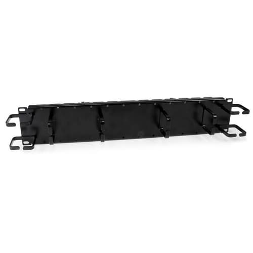 StarTech.com 2U Double-Sided Horizontal / Vertical Cable Management Panel with Finger Duct & D-Ring Hooks - Rack Cable Organizer / Manager (CMPNL2UC) - Rack cable management panel - black - 2U - for P/N: 4POSTRACK12U, 4POSTRACK25U, RKCONS1708K, RKCONS1716K