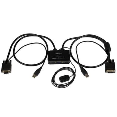 StarTech.com 2 Port USB VGA Cable KVM Switch - USB Powered with Remote Switch - KVM with VGA - Dual Port VGA KVM Switch (SV211USB) - KVM switch - 2 x KVM port(s) - 1 local user - desktop