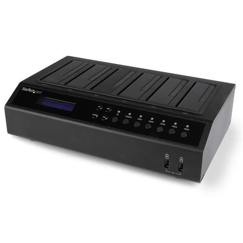 StarTech.com 6 Bay USB 3.0/ eSATA Duplicator and Eraser Dock for 2.5" & 3.5" SATA SSD HDD - 1:5 Standalone Cloner & Wiper Docking Station (SATDOCK5U3ER) - Hard drive duplicator - 5 bays (SATA-300)