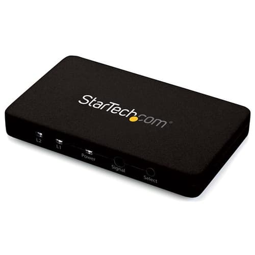 StarTech.com 2 Port HDMI Switch - Aluminum Housing and MHL Support - 2x1 HDMI Switcher Box with Support for 4K at 30Hz - HDMI Selector Switch (VS221HD4K) - Video/audio switch - 2 x HDMI - desktop - AC 100/230 V - for P/N: SVA5H2NEUA