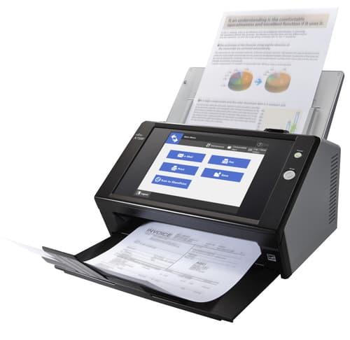 Ricoh Image Scanner N7100E - Document scanner - Dual CIS - Duplex - 216 x 355.6 mm - 600 dpi x 600 dpi - up to 25 ppm (mono) / up to 25 ppm (colour) - ADF (50 sheets) - up to 4000 scans per day - Gigabit LAN — view 1