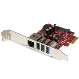 StarTech.com 3 Port PCI Express USB 3.0 Card + Gigabit Ethernet - Fits Standard & Low-Profile PCs - UASP Supported - Optional SATA Power (PEXUSB3S3GE) - Network / USB adapter - PCIe 2.0 low profile - USB 3.0 x 3 + 1000Base-T x 1