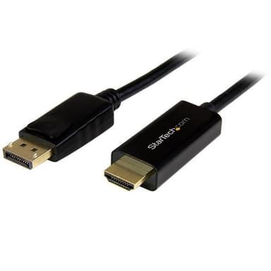 StarTech.com 3 ft (1 m) DisplayPort to HDMI Adapter Cable - 4K DisplayPort to HDMI Converter Cable - Computer Monitor Cable (DP2HDMM1MB) - Adapter cable - DisplayPort male to HDMI male - 1 m - black - 4K support - for P/N: TB3DK2DPPD, TB3DK2DPPDUE, TB3DK2DPW, TB3DK2DPWUE, TB3DKDPMAW, TB3DKDPMAWUE