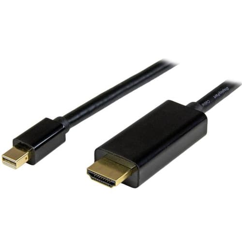 StarTech.com Mini DisplayPort to HDMI converter cable - 3 ft (1m) - mDP to HDMI adapter with built-in cable - (M / M) Ultra HD 4K (MDP2HDMM1MB) - Adapter cable - Mini DisplayPort male to HDMI male - 1 m - black - 4K support