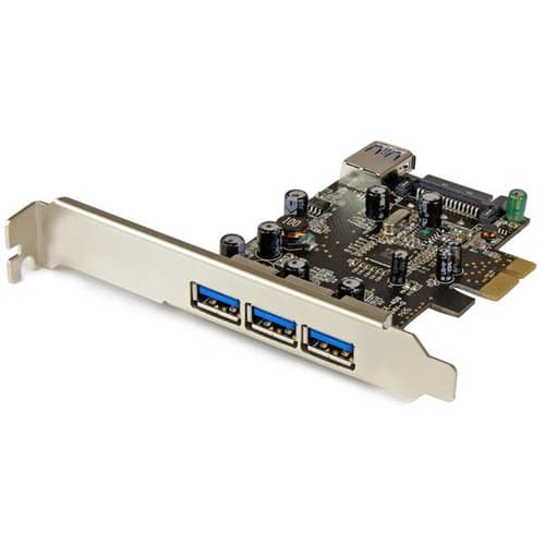 StarTech.com 4 Port PCI Express USB 3.0 Card - 3 External and 1 Internal - Native OS Support in Windows 8 and 7 - Standard and Low-Profile (PEXUSB3S42) - USB adapter - PCIe 2.0 low profile - USB 3.0 x 4 - for P/N: CFASTRWU3, ST1030USBM, ST43004UA, ST4300MINI, TB31PCIEX16