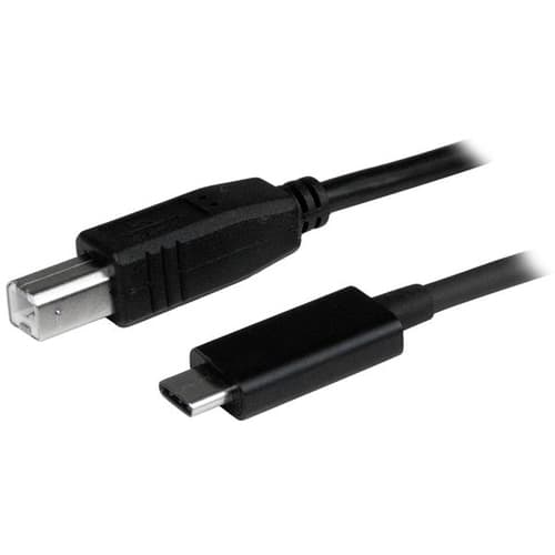 StarTech.com USB C to USB B Printer Cable - 3 ft / 1m - USB C Printer Cable - USB C to USB B Cable - USB Type C to Type B (USB2CB1M) - USB cable - 24 pin USB-C (M) to USB Type B (M) - USB 2.0 - 1 m - black - for P/N: HB30A3A1CFB, HB30A3A1CSFS, HB30C3A1CFB, HB30C3A1CFS — view 1