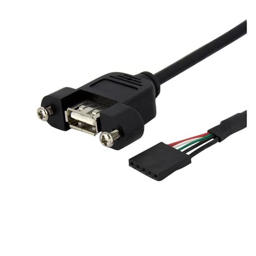 StarTech.com 1 ft Panel Mount USB Cable - USB A to Motherboard Header Cable Adapter F/F - USB 2.0 internal Cable (USBPNLAFHD1) - USB internal to external cable - USB (F) to 5 pin USB 2.0 header (F) - 30 cm - thumbscrews - black