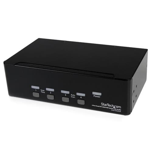 StarTech.com 4-Port Dual KVM Switch with Audio for DVI Computers - Built-in USB Hub (SV431DD2DUA) - KVM / audio / USB switch - 4 x KVM / audio / USB - 1 local user - desktop - for P/N: IM12D1500P, SV431RACK, SVA12M2NEUA, SVA12M5NA, USBDVI4N1A10, USBDVI4N1A6