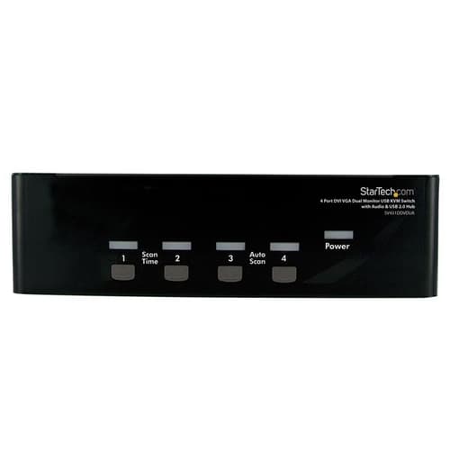 StarTech.com 4 Port DVI VGA Dual Monitor KVM Switch USB with Audio and USB 2.0 Hub (SV431DDVDUA) - KVM / audio / USB switch - 4 x KVM / audio / USB - 1 local user - desktop - for P/N: IM12D1500P, SVA12M2NEUA, SVA12M5NA, USBDVI4N1A6, USBVGA4N1A10, USBVGA4N1A6