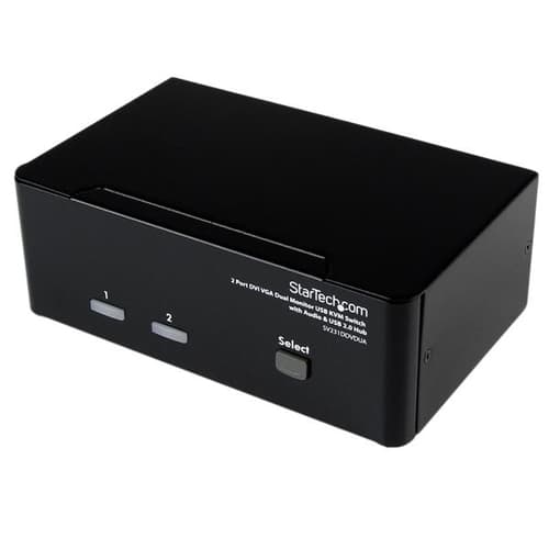 StarTech.com 2 Port KVM Switch - DVI and VGA w/ Audio and USB 2.0 Hub - Dual Monitor / Display / Screen KVM Switch - DVI VGA (SV231DDVDUA) - KVM / audio / USB switch - 2 x KVM / audio / USB - 1 local user - desktop - for P/N: IM12D1500P, SVA12M2NEUA, SVA12M5NA, USBDVI4N1A6, USBVGA4N1A10, USBVGA4N1A6