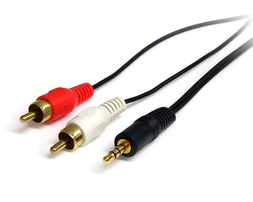StarTech.com 3 ft Stereo Audio Cable - 3.5mm Male to 2x RCA Male - heaDPhone jack to RCA - Mini jack to RCA - 3.5mm to RCA (MU3MMRCA) - Audio cable - mini-phone stereo 3.5 mm male to RCA x 2 male - 92 cm - black - for P/N: HD202A, ST121HDBTSC, ST12MHDLAN4R, ST12MHDLNHK, ST12MHDLNHR, ST222HDBT, VID2HDCON2