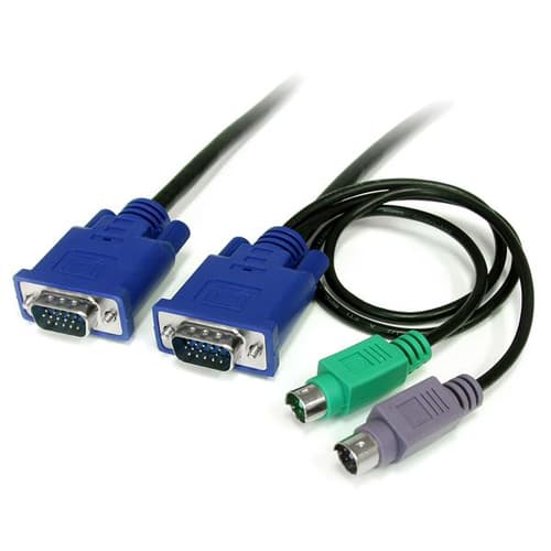 StarTech.com 3-in-1 Ultra Thin PS/2 KVM Cable - Keyboard / video / mouse (KVM) cable - PS/2, HD-15 (VGA) (M) to HD-15 (VGA) (M) - 6 ft - SVECON6 - Keyboard / video / mouse (KVM) cable - PS/2, HD-15 (VGA) (M) to HD-15 (VGA) (M) - 1.8 m - molded - for P/N: CABCONS1716I, RACKCONS1908, RACKCONS1916, SV1631DUSBGB, SV831DUSBA, SV831DUSBGB